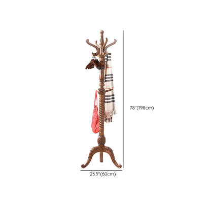 Rustic Brown Wood Freestanding Entryway Hall Tree