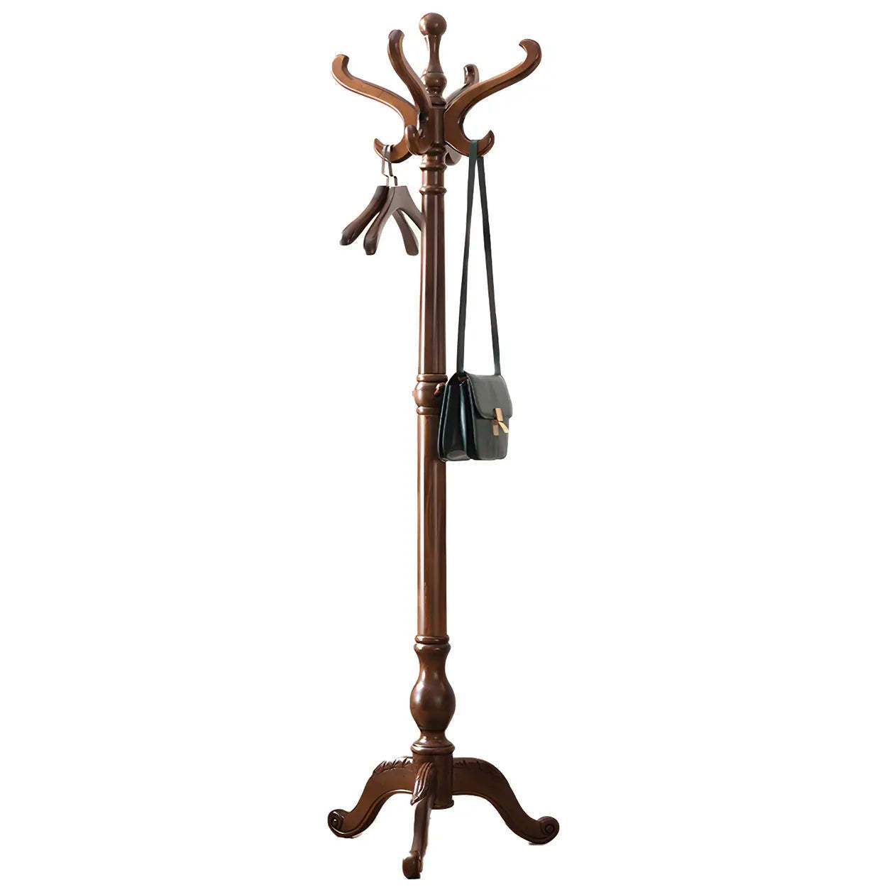 Rustic Brown Wood Freestanding Entryway Hall Tree