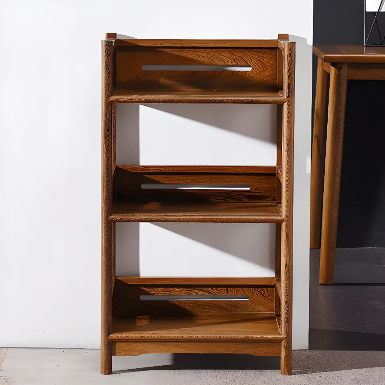 Rustic Wood Vertical 5-Shelf Open Bookshelf