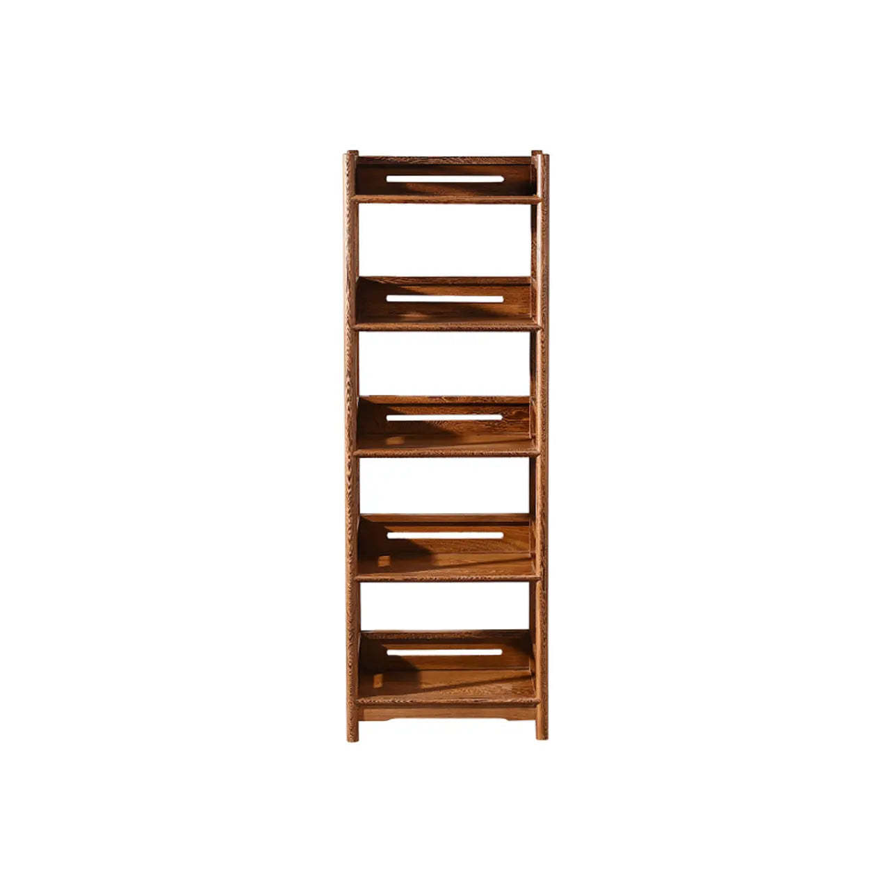 Rustic Wood Vertical 5-Shelf Open Bookshelf