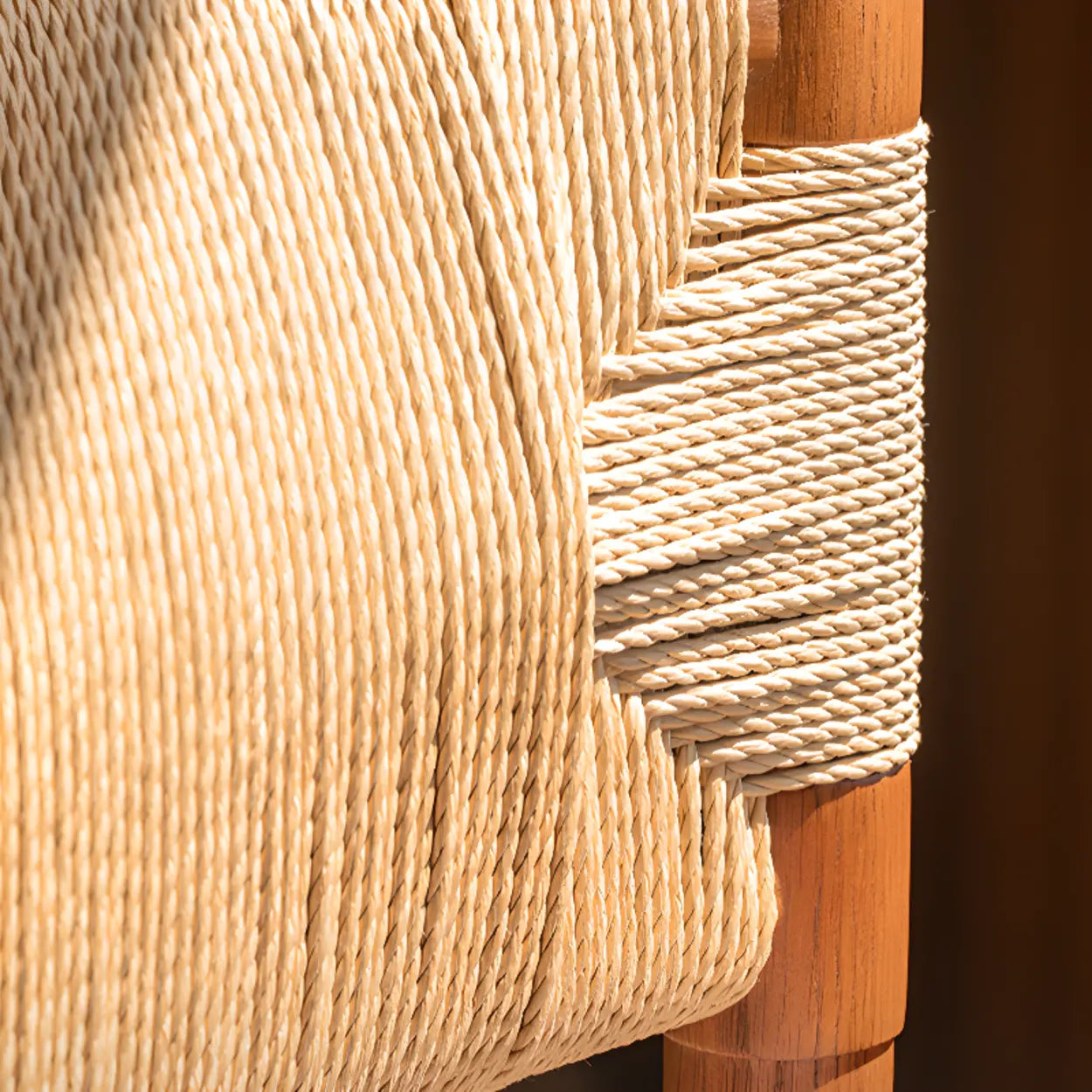 Rustic Woven Rope Wood Armless Dining Chair