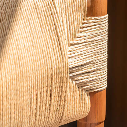 Rustic Woven Rope Wood Armless Dining Chair