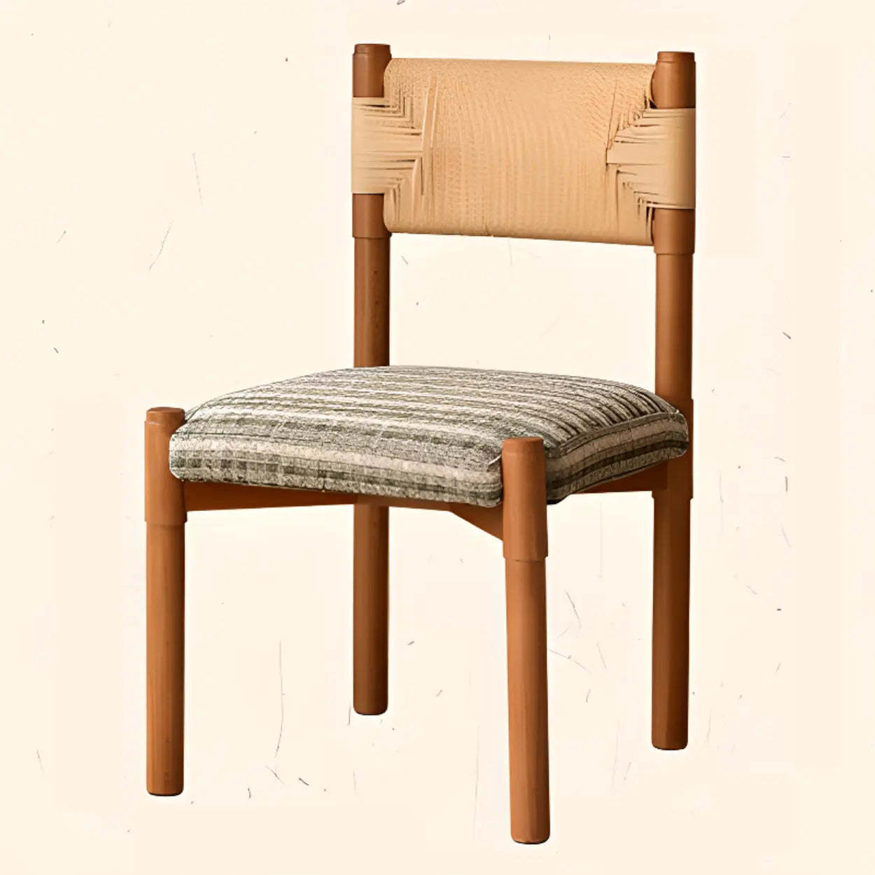 Rustic Woven Rope Wood Armless Dining Chair — Yellow
