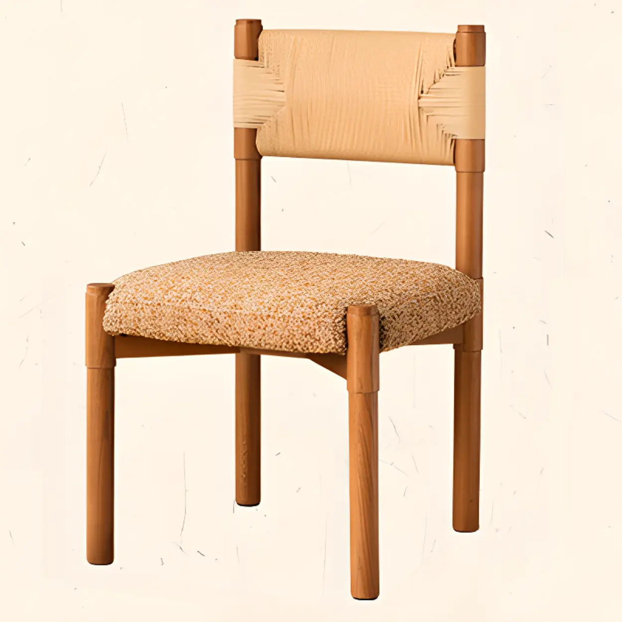 Rustic Woven Rope Wood Armless Dining Chair