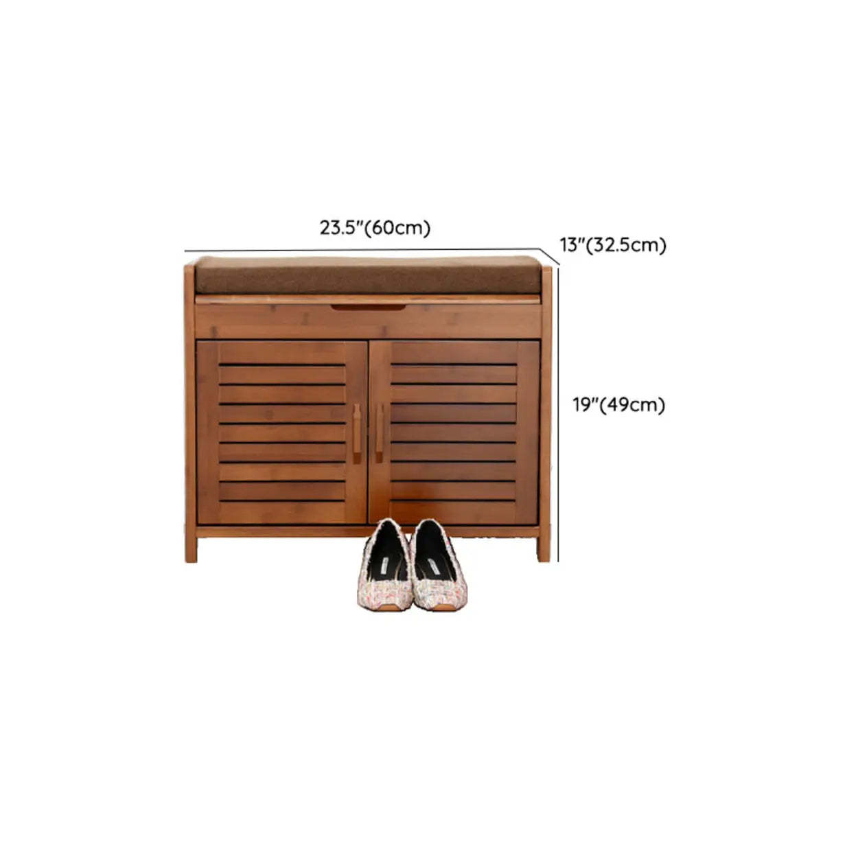 Rustic Brown Wood Entry Shoe Bench Cabinet