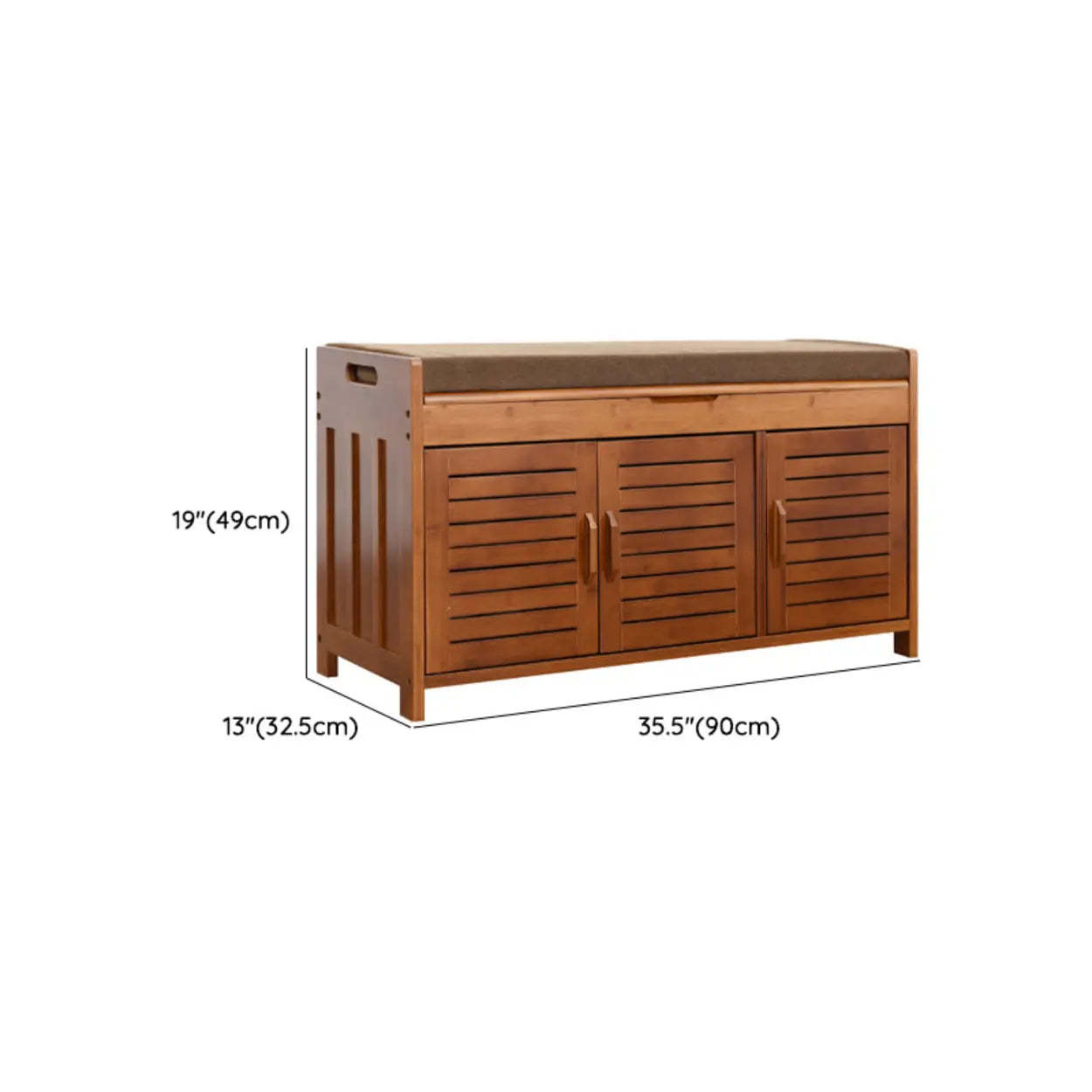 Rustic Brown Wood Entry Shoe Bench Cabinet