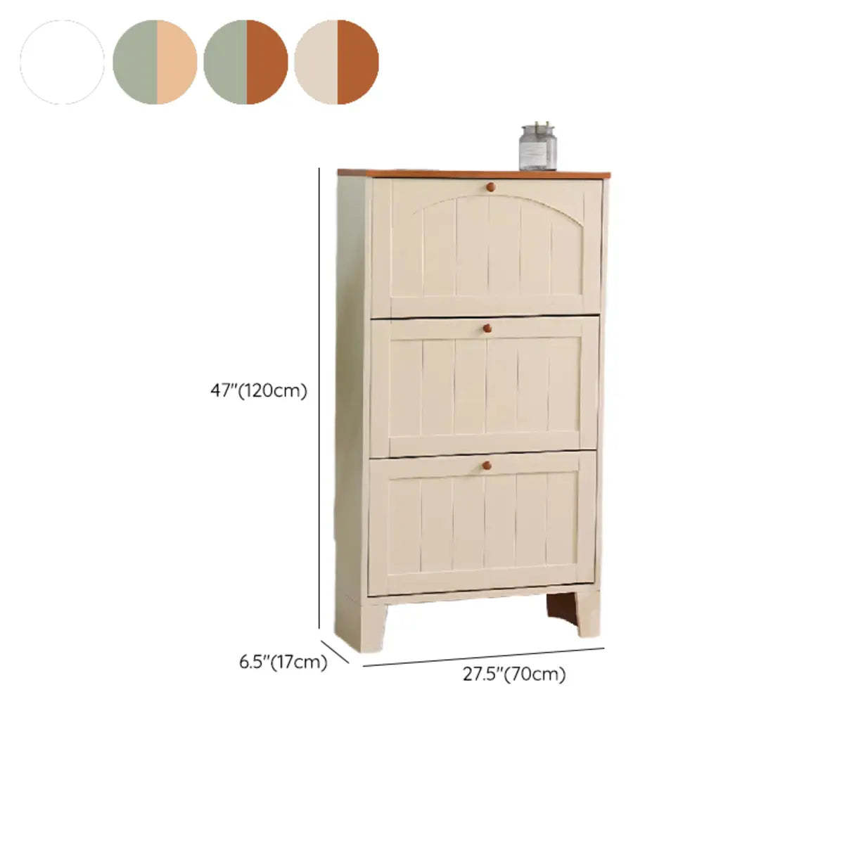 Rustic Cream Wood Entryway Shoe Cabinet