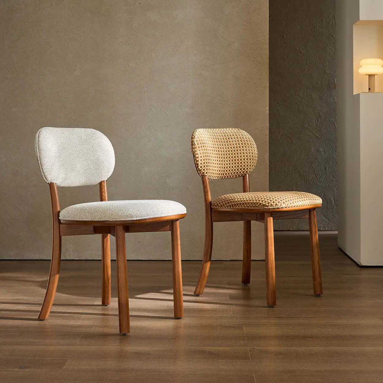 Rustic Woven Open Back Wood Dining Chair — off-white / Black