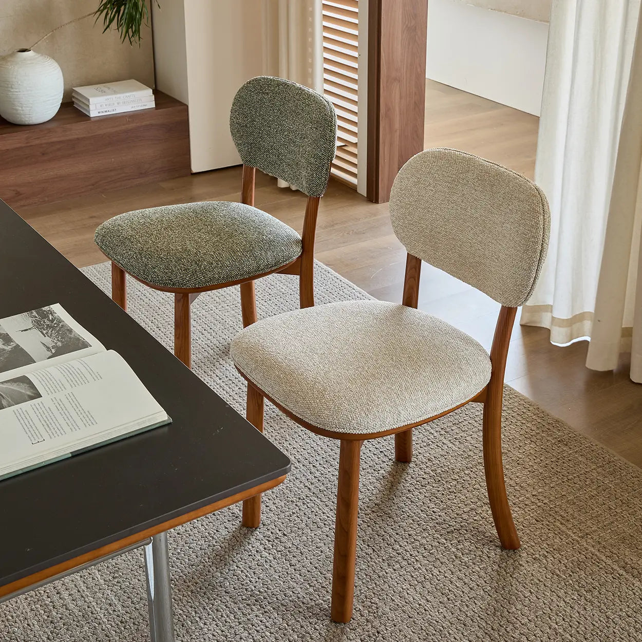 Rustic Woven Open Back Wood Dining Chair