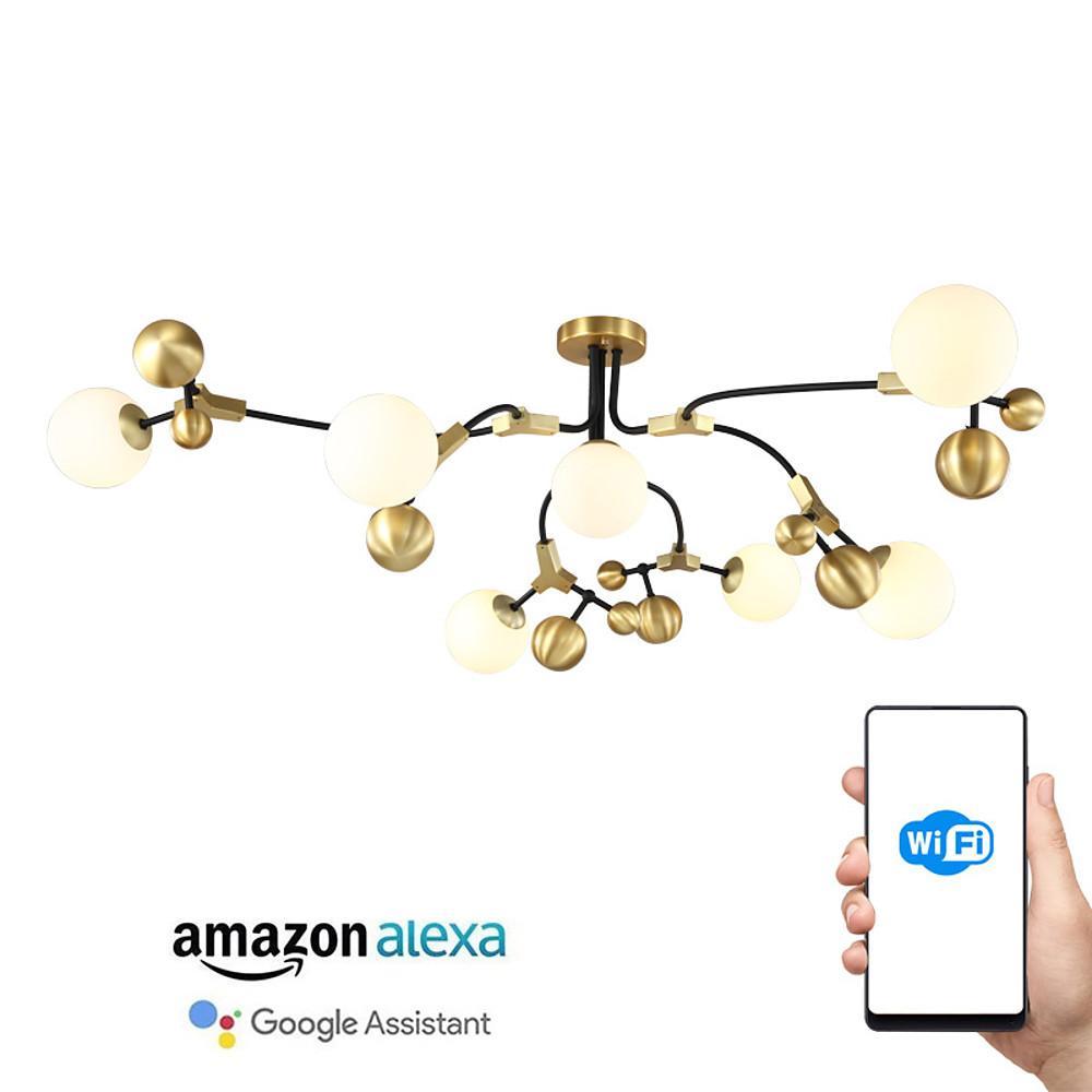 Sputnik 7-light gold chandeliers, Lighom — Cool White (6000K)