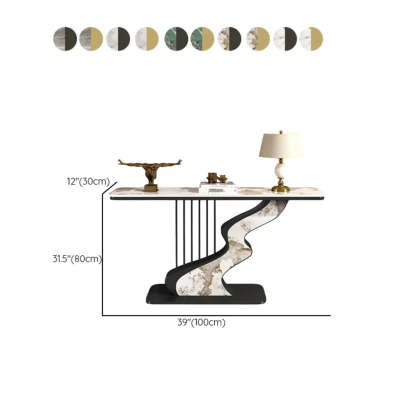 S-Curve Stone White Gold Hallway Console Table — Black / White