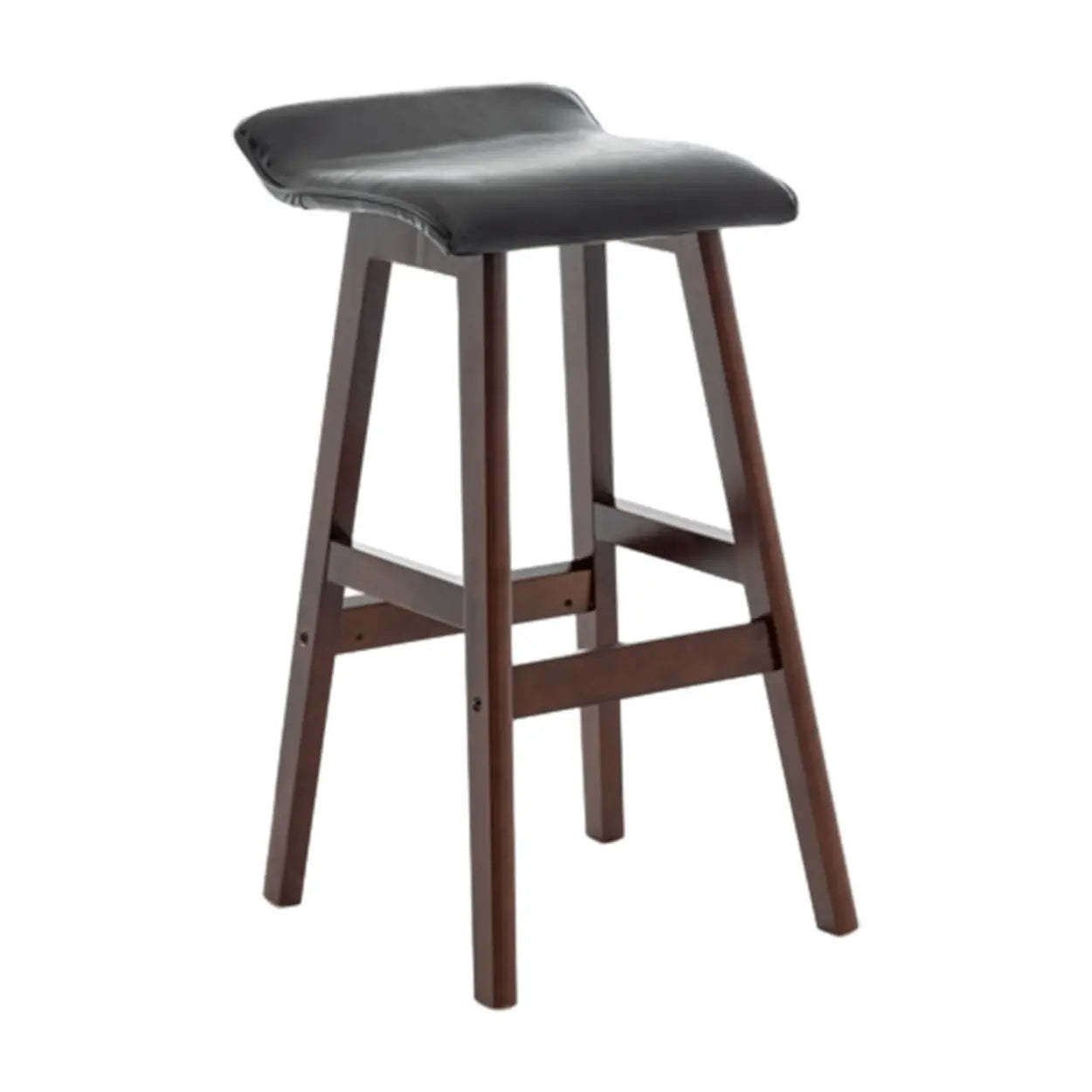 Modern saddle faux bar & counter stools in leather — Black / Set of 1