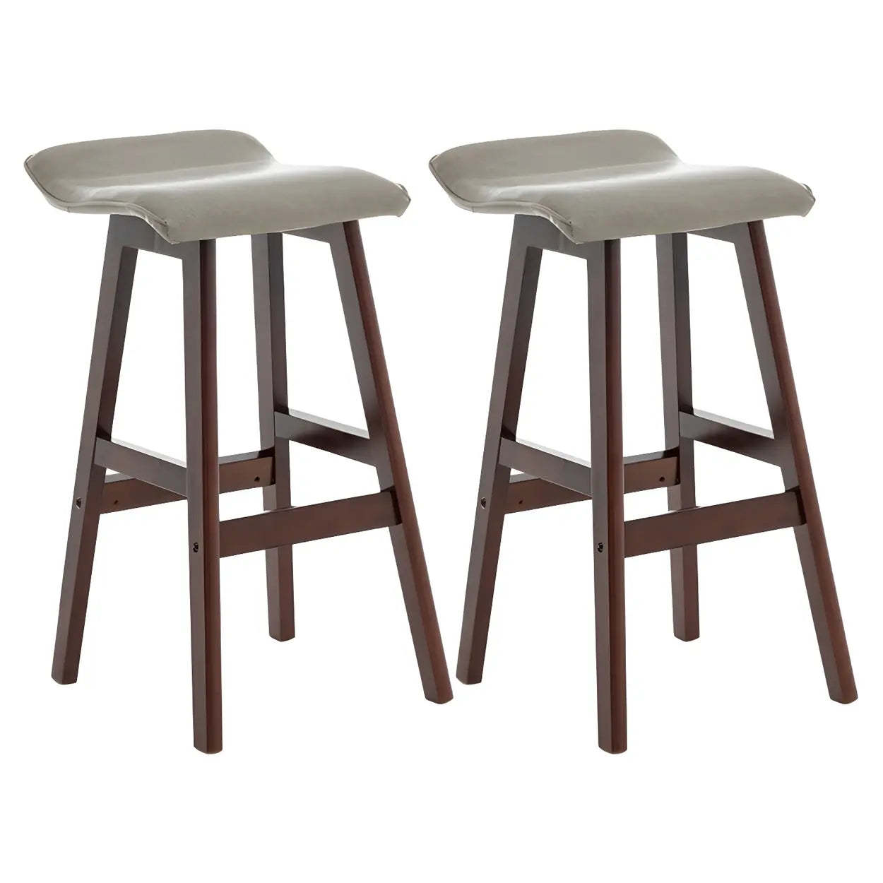 Saddle Faux Leather Low-Back Wood Bar Stool — Brown / 1 Piece