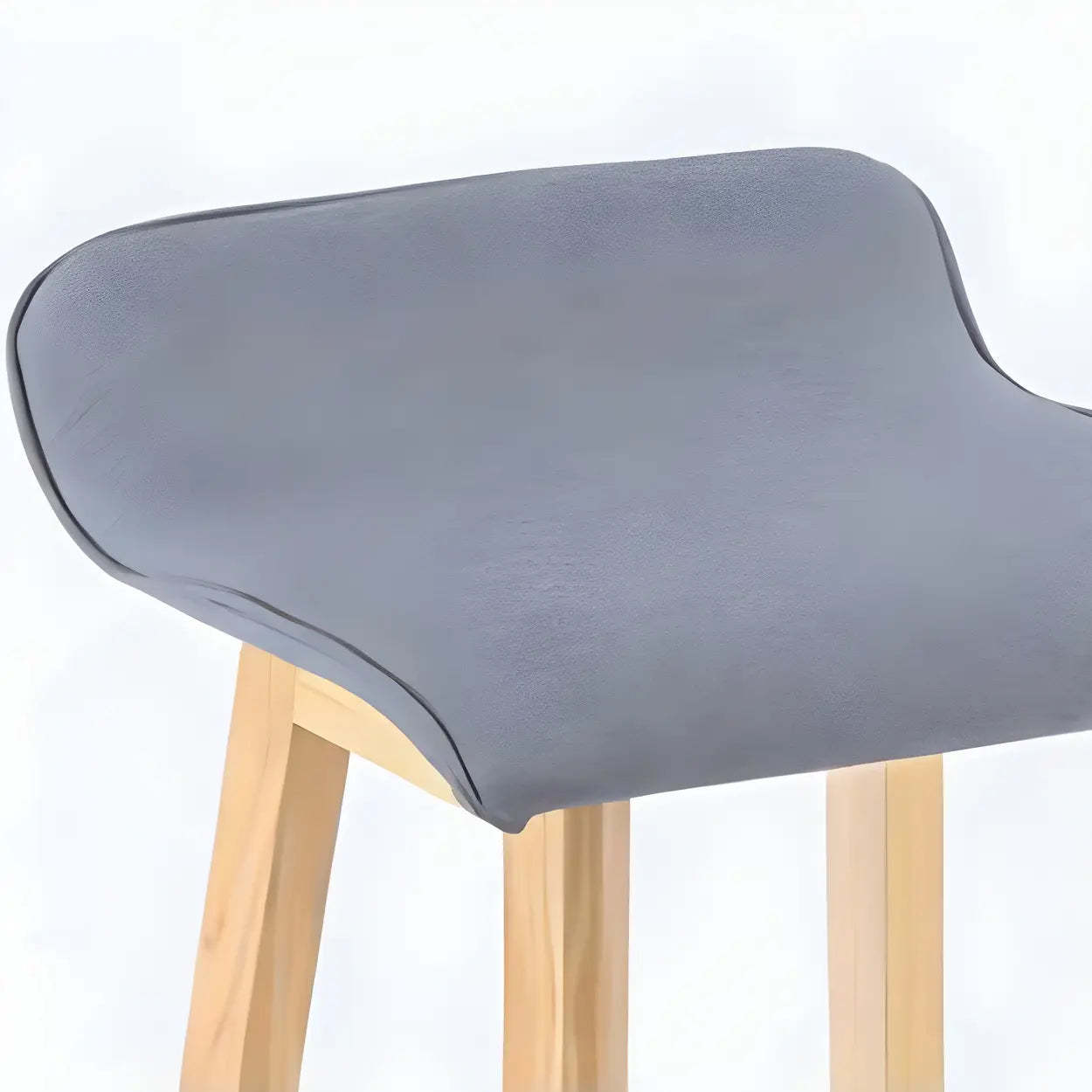 Saddle Faux Leather Low-Back Wood Bar Stool — Brown / 2 Piece Set