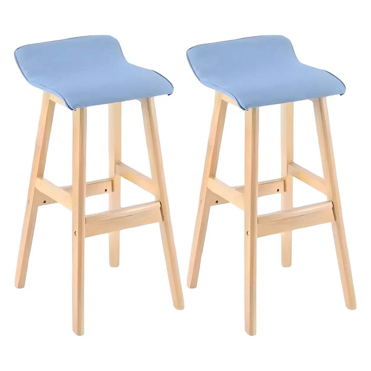 Saddle Faux Leather Low-Back Wood Bar Stool — Coffee / 2 Piece Set