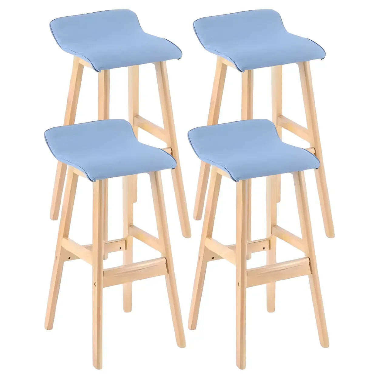 Saddle Faux Leather Low-Back Wood Bar Stool — Coffee / 4 Piece Set