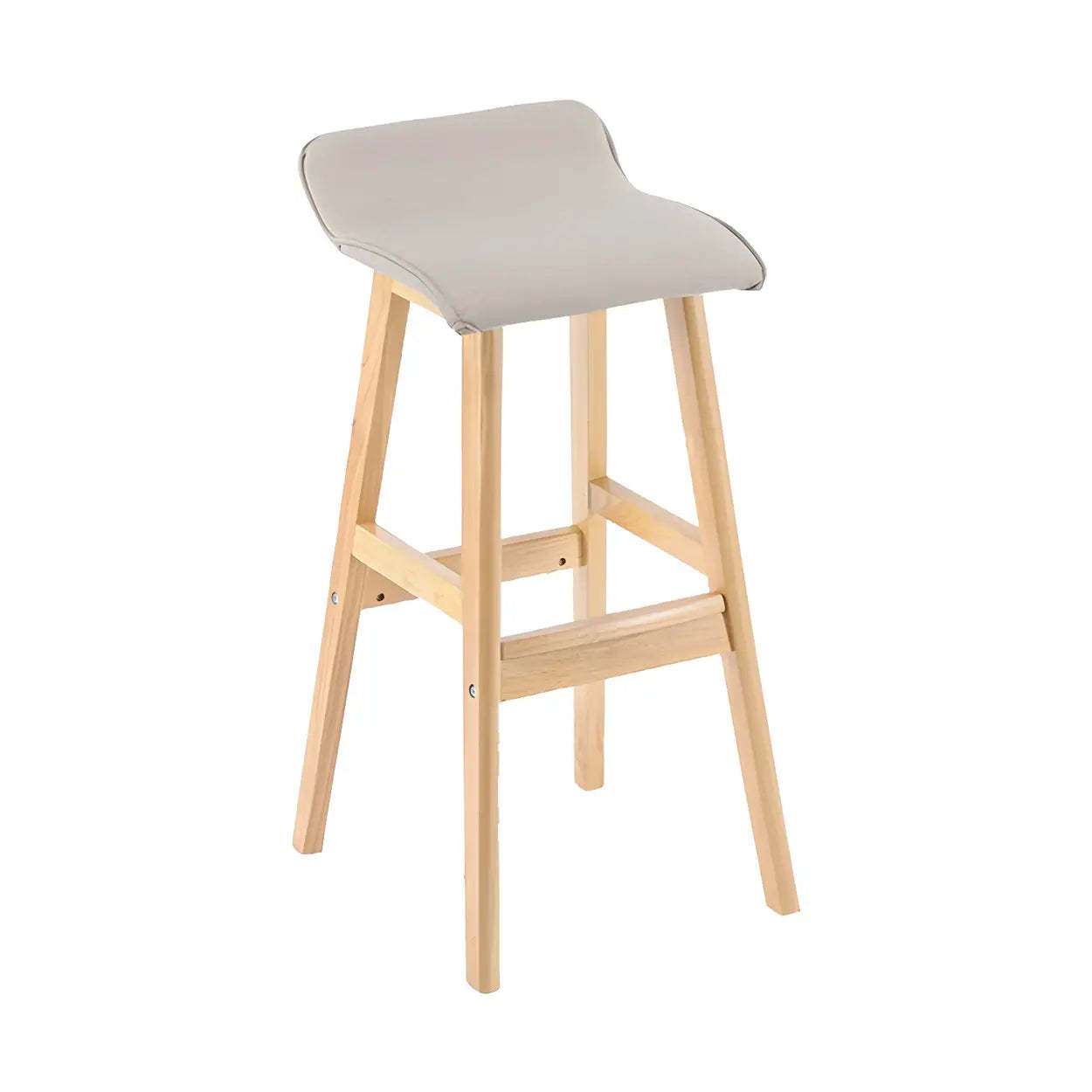 Saddle Faux Leather Low-Back Wood Bar Stool — Blackish Green / 1 Piece
