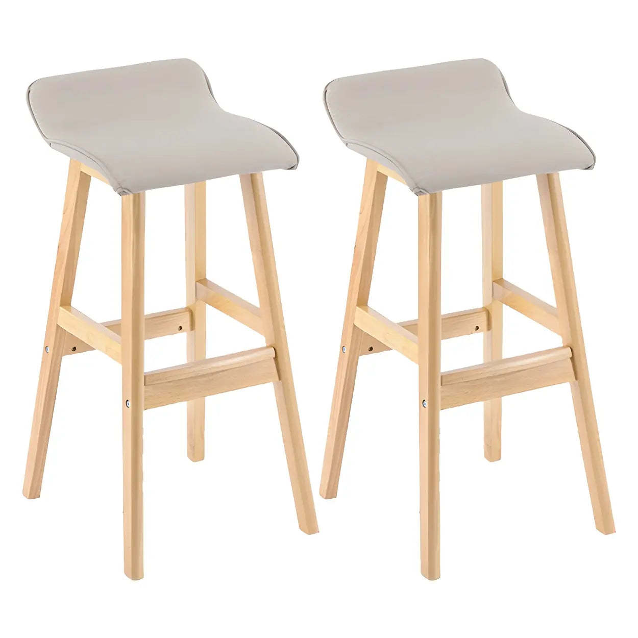 Saddle Faux Leather Low-Back Wood Bar Stool — Blackish Green / 2 Piece Set