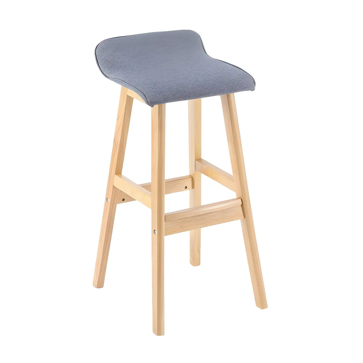 Saddle Faux Leather Low-Back Wood Bar Stool — Smoke Gray / 1 Piece
