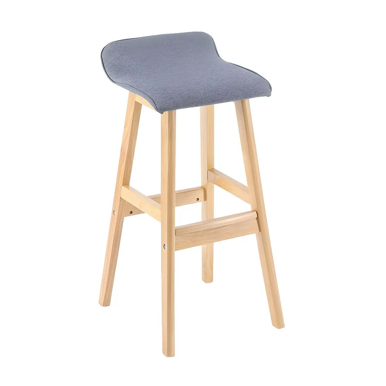 Saddle Faux Leather Low-Back Wood Bar Stool — Smoke Gray / 1 Piece