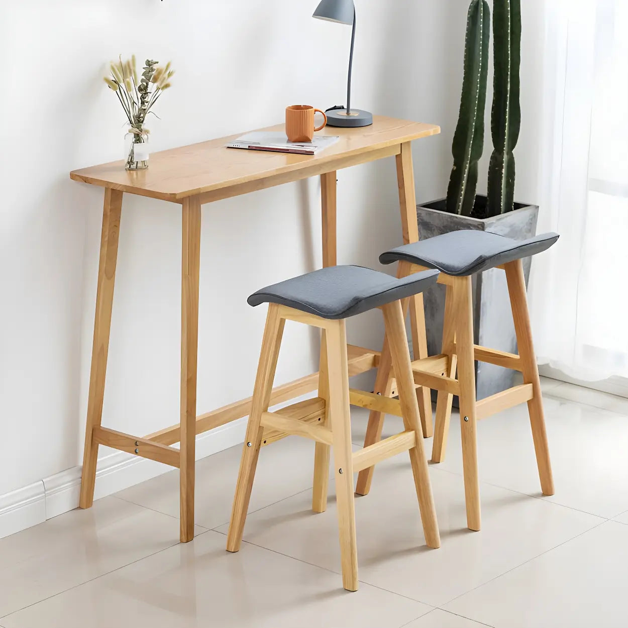 Saddle Faux Leather Low-Back Wood Bar Stool — Black / 8 Piece Set
