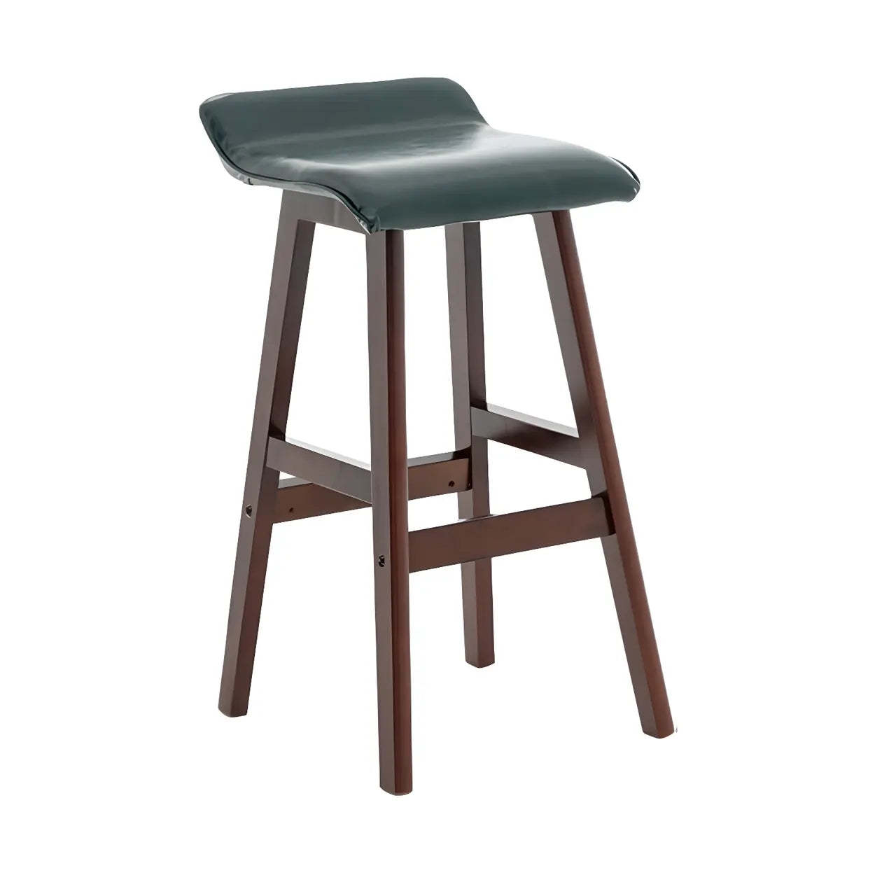 Saddle Faux Leather Low-Back Wood Bar Stool