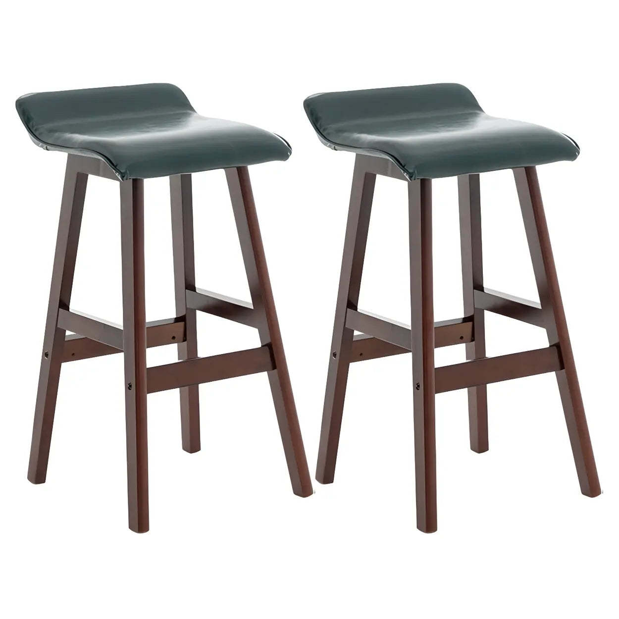 Saddle Faux Leather Low-Back Wood Bar Stool