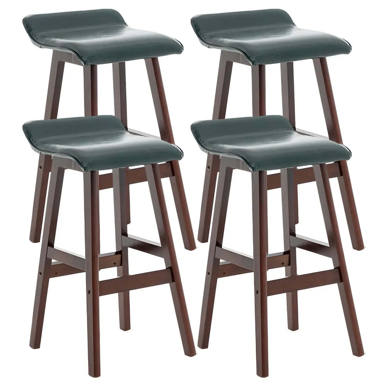 Saddle Faux Leather Low-Back Wood Bar Stool