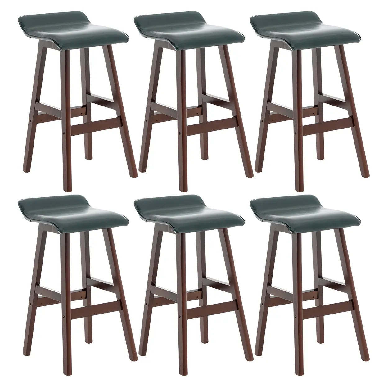 Saddle Faux Leather Low-Back Wood Bar Stool