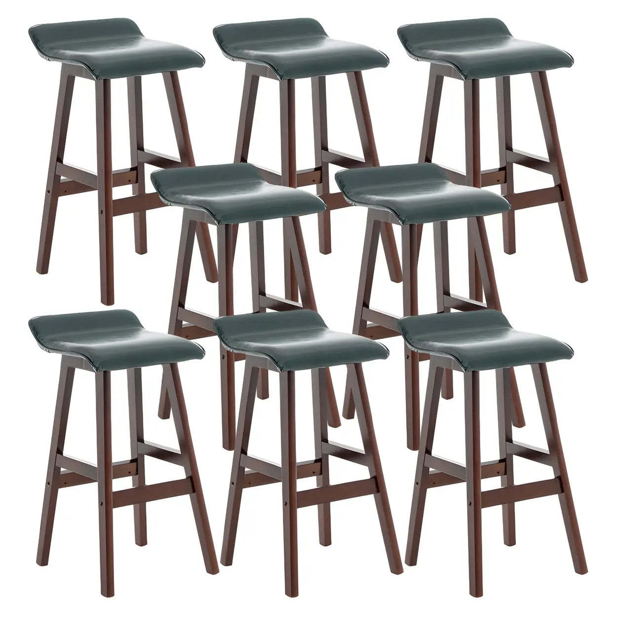 Saddle Faux Leather Low-Back Wood Bar Stool