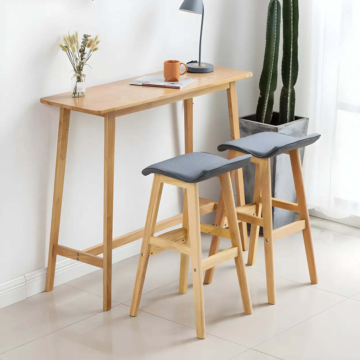 Saddle Faux Leather Low-Back Wood Bar Stool — Black / 8 Piece Set