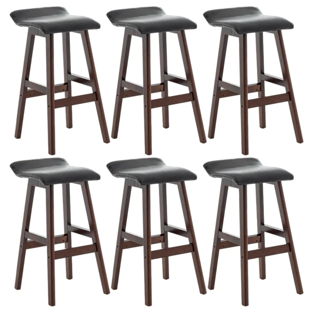 Saddle Faux Leather Low-Back Wood Bar Stool — Ginger / 1 Piece