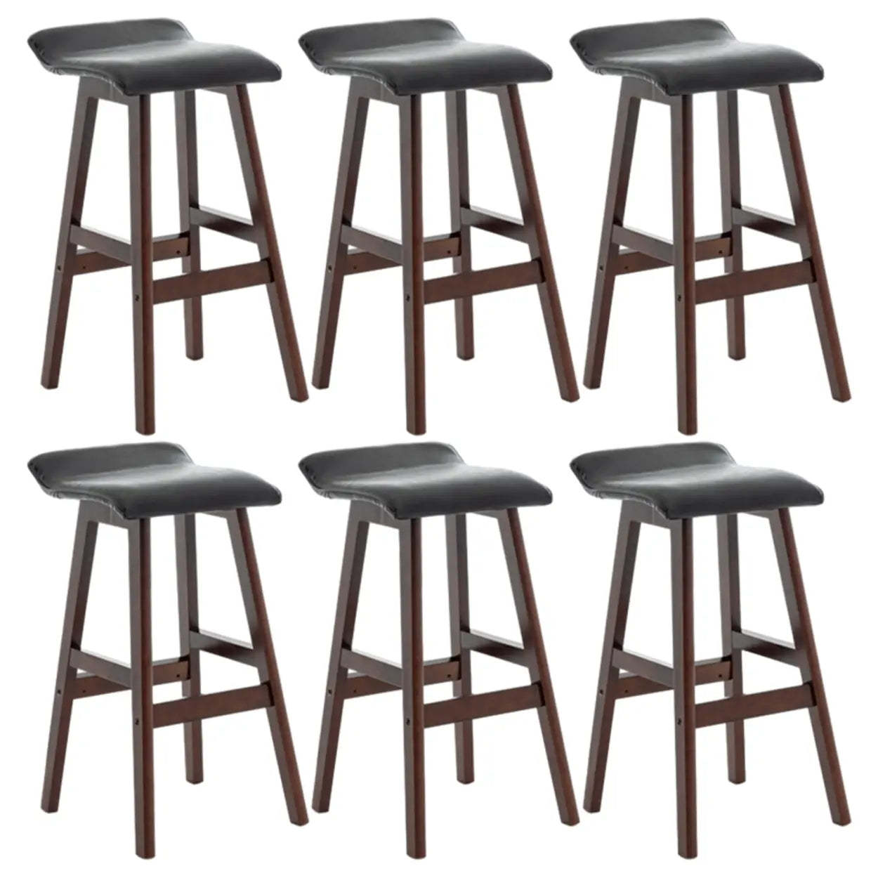Saddle Faux Leather Low-Back Wood Bar Stool — Ginger / 1 Piece