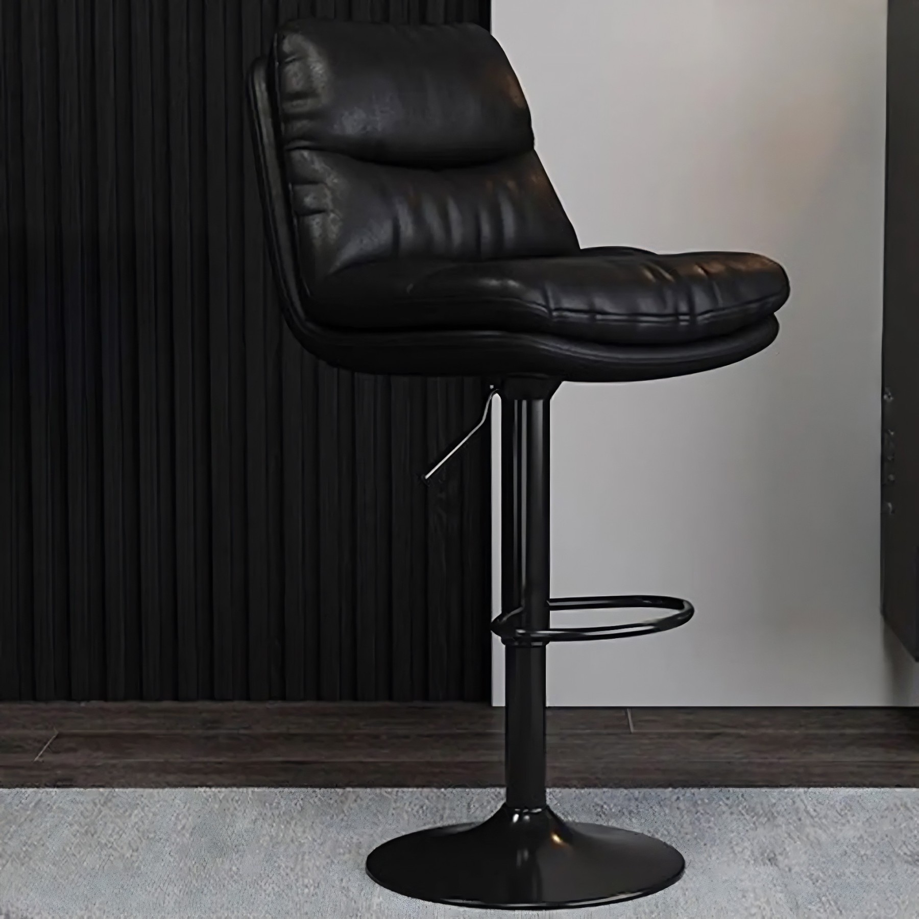 Saddle Leather Swivel Bar Stool with Back