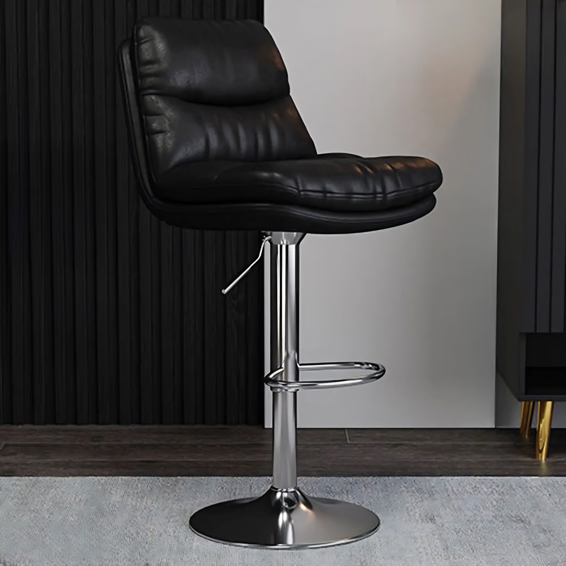 Saddle Leather Swivel Bar Stool with Back