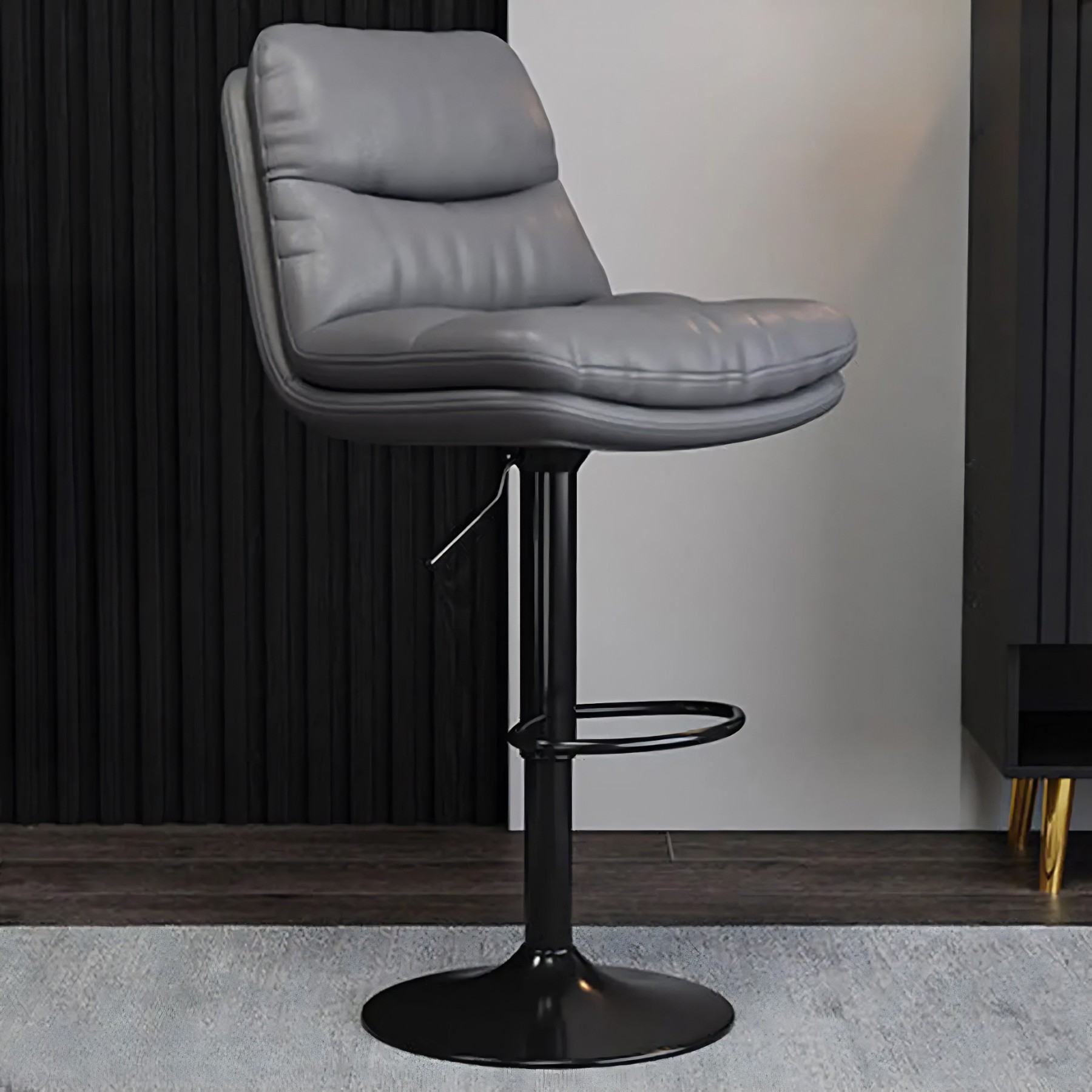 Saddle Leather Swivel Bar Stool with Back