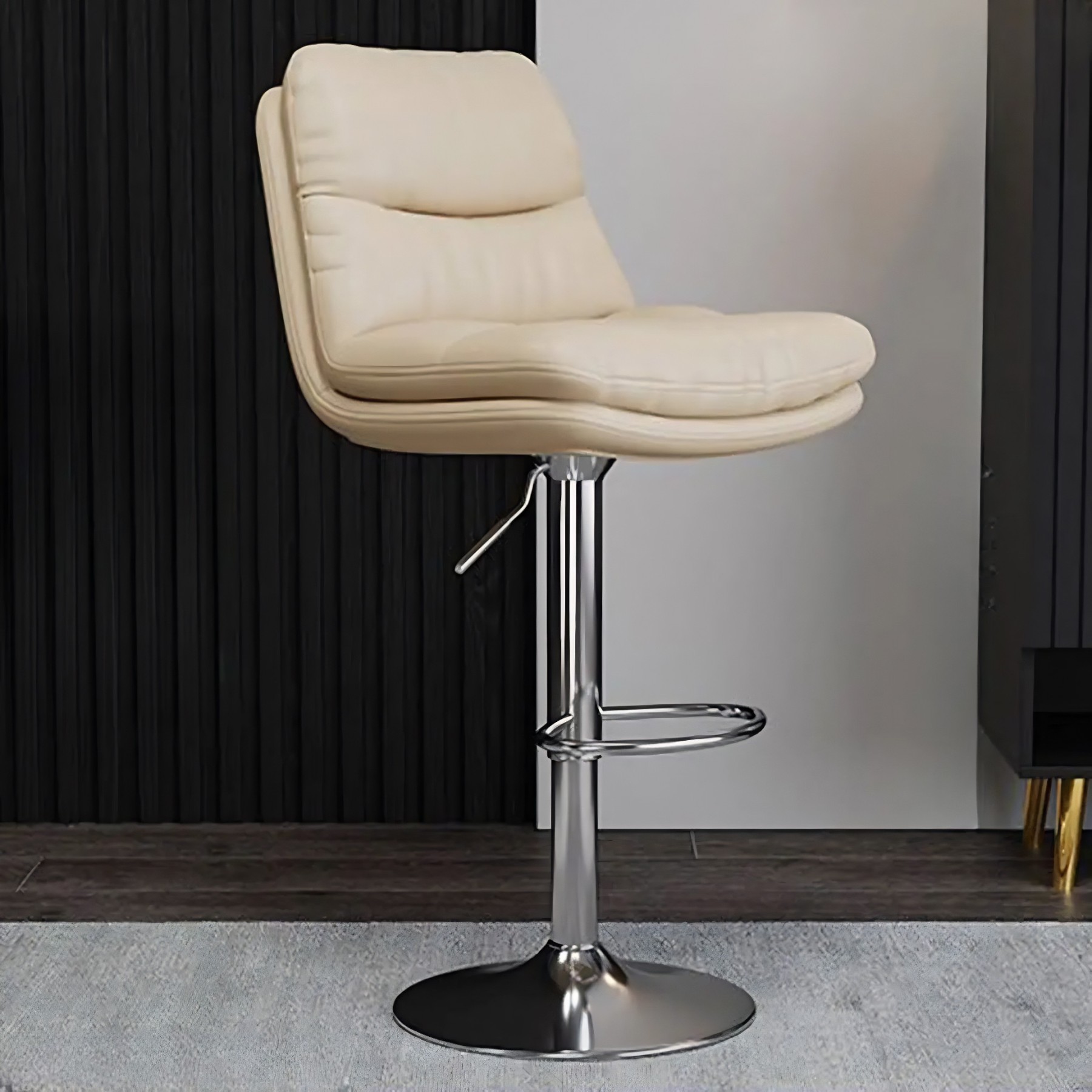 Saddle Leather Swivel Bar Stool with Back