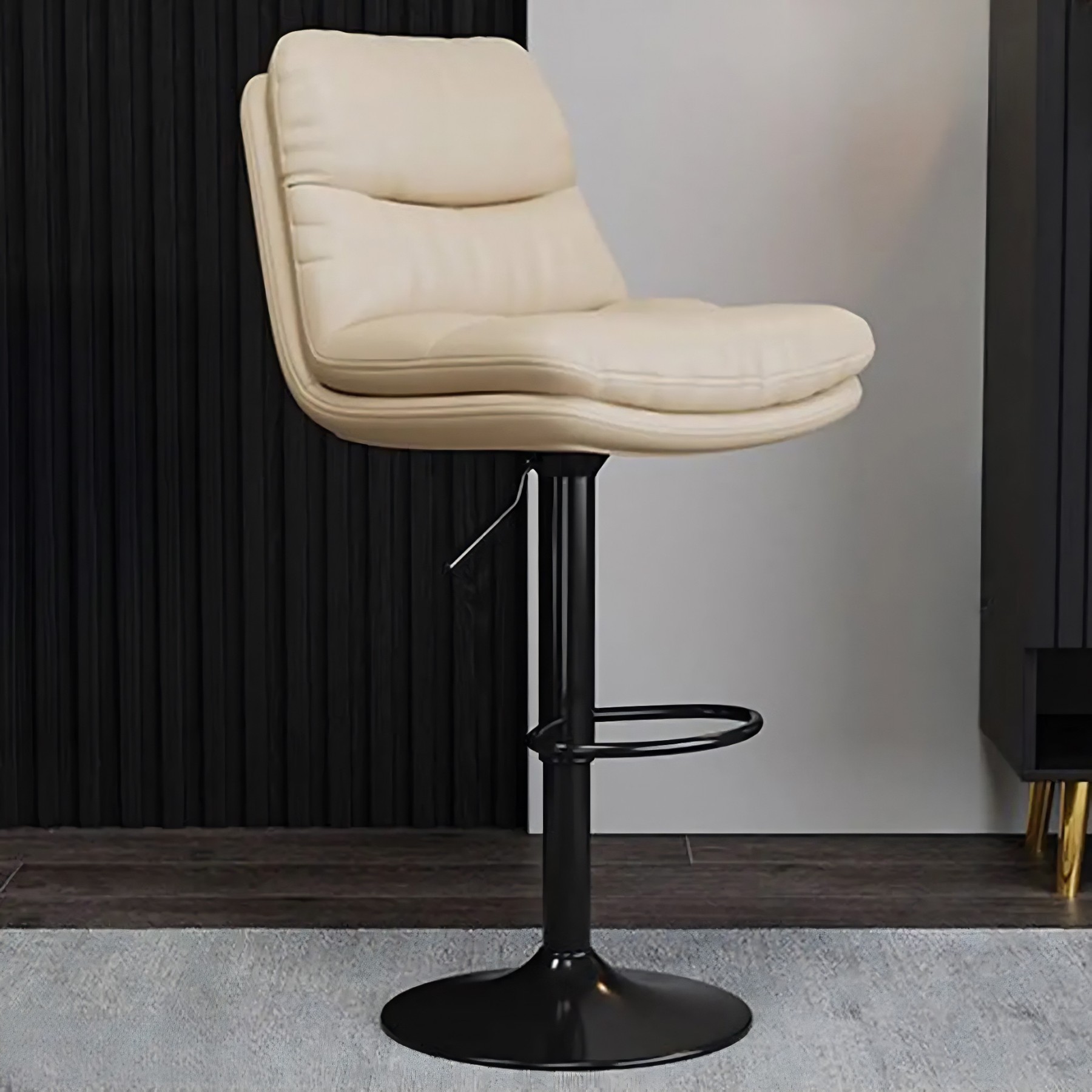 Saddle Leather Swivel Bar Stool with Back