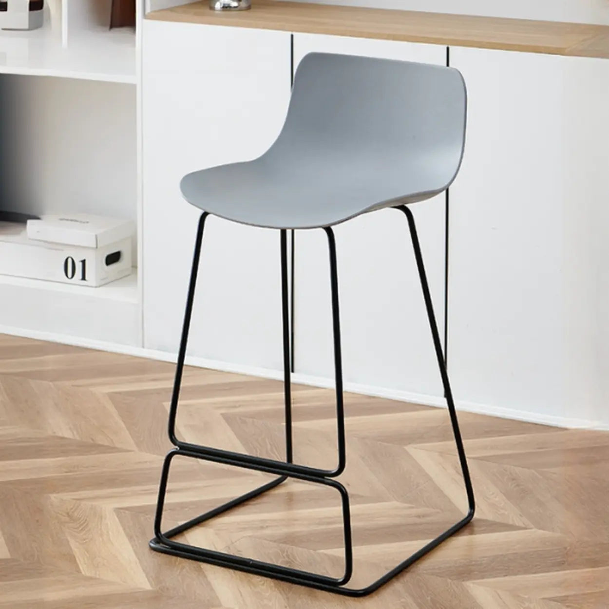 Saddle Low-Back Metal Sled Bar Stool — Silver / Red