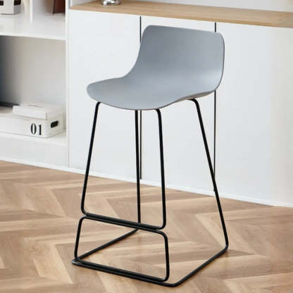 Saddle Low-Back Metal Sled Bar Stool — Silver / Red