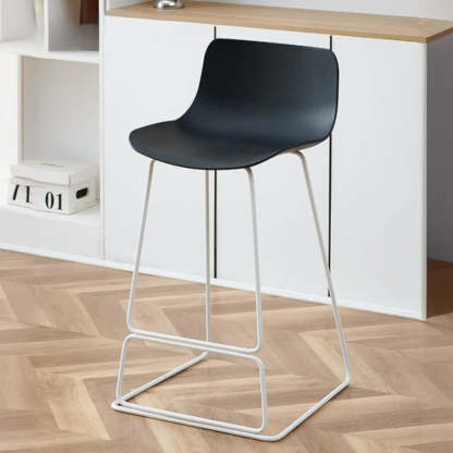 Saddle Low-Back Metal Sled Bar Stool — White / Red