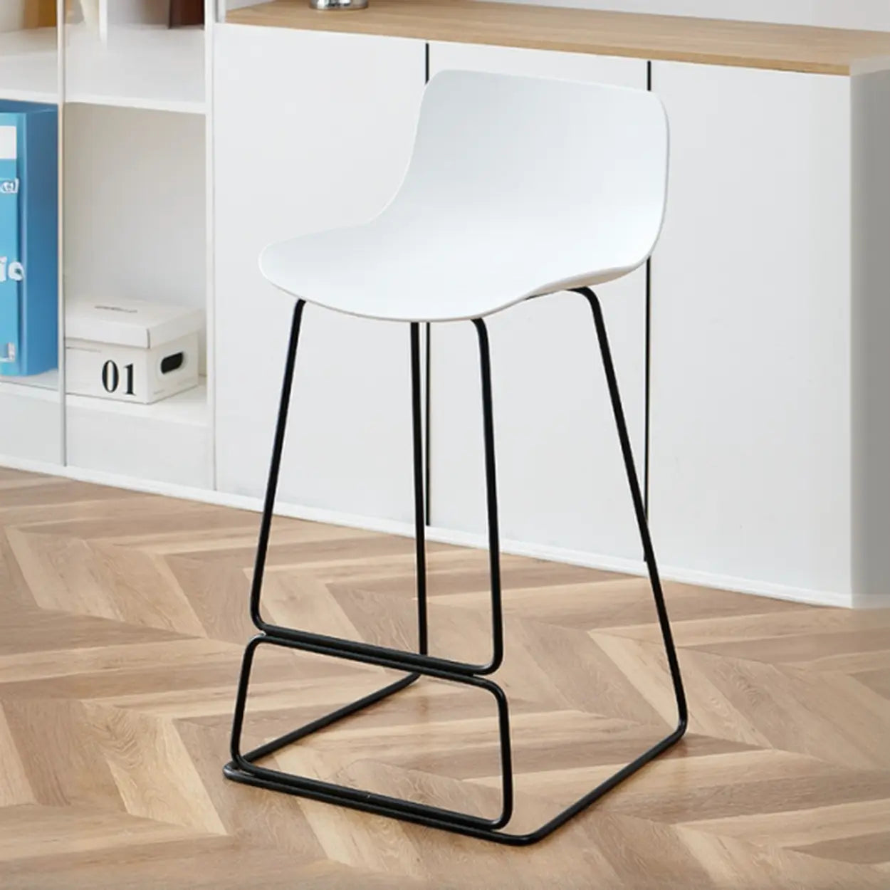 Saddle Low-Back Metal Sled Bar Stool — Black / Gray