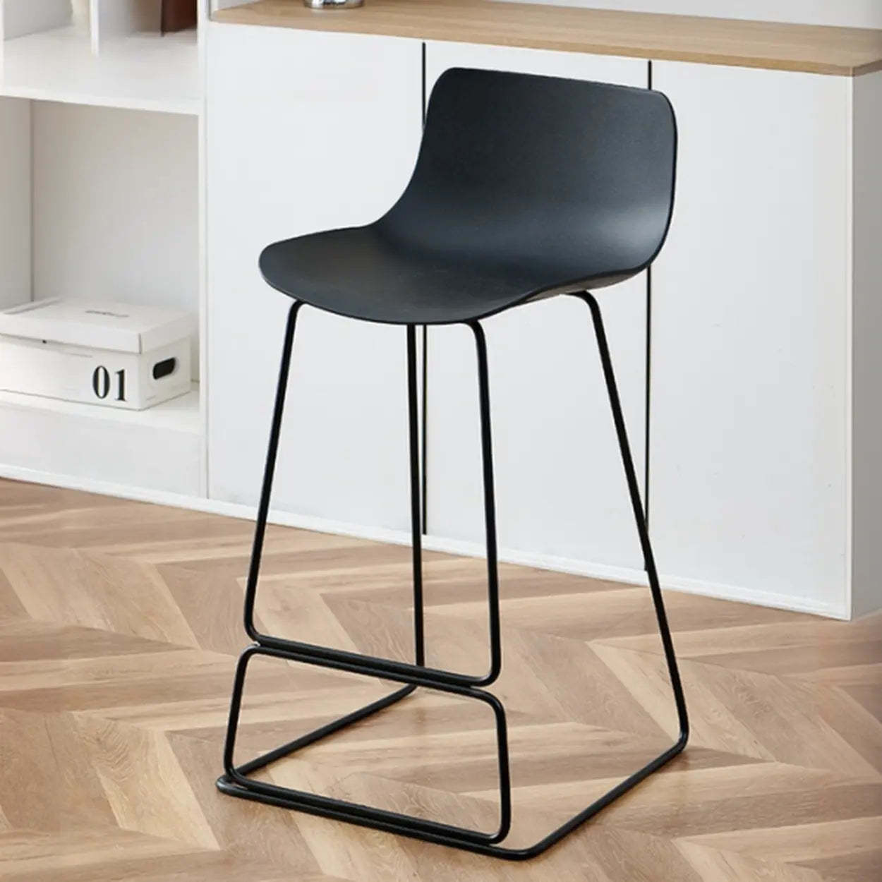 Saddle Low-Back Metal Sled Bar Stool — Black / Red