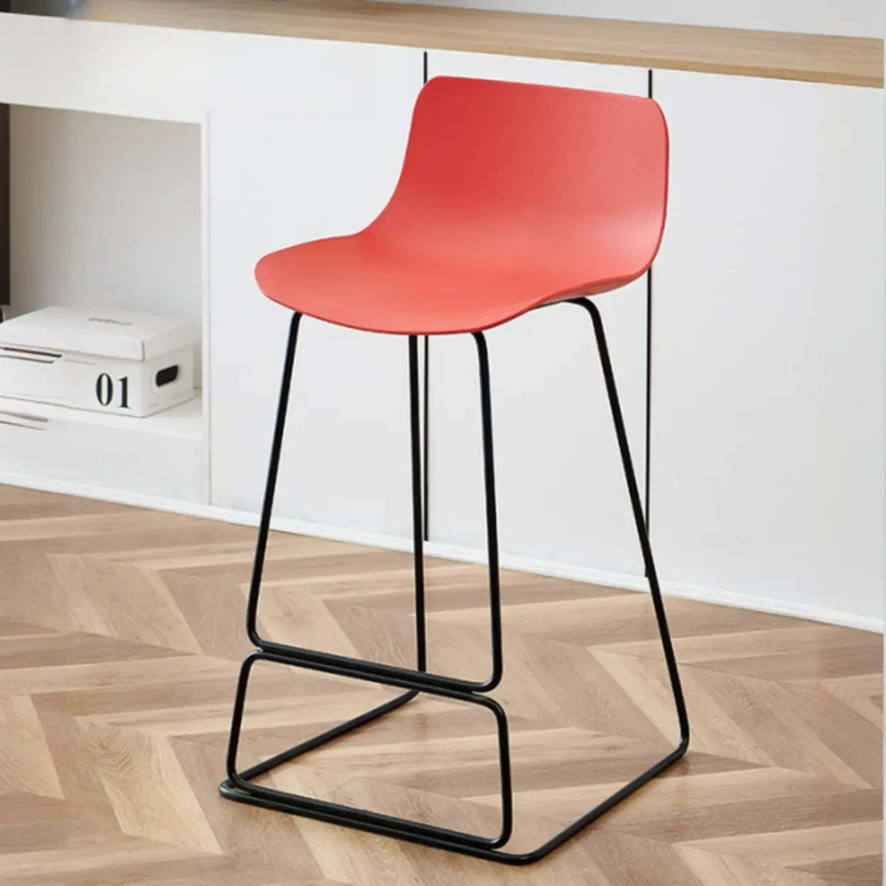 Saddle Low-Back Metal Sled Bar Stool — Black / Yellow