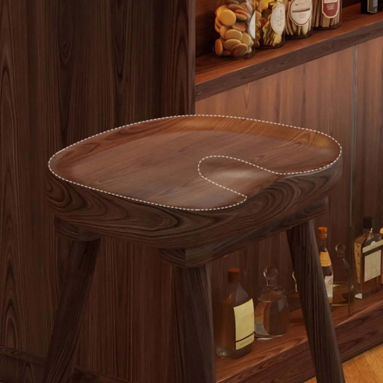 Saddle Rubberwood Backless Bar Stool with Footrest