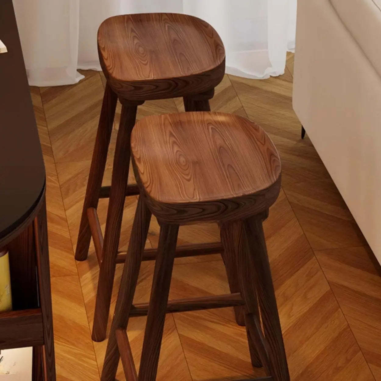 Saddle Rubberwood Backless Bar Stool with Footrest