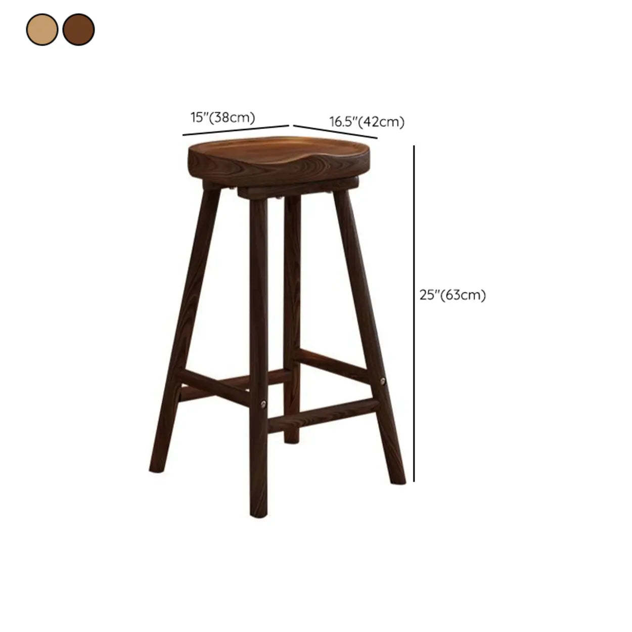 Saddle Rubberwood Backless Bar Stool with Footrest