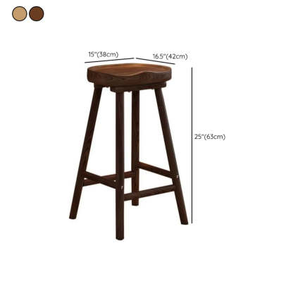 Saddle Rubberwood Backless Bar Stool with Footrest