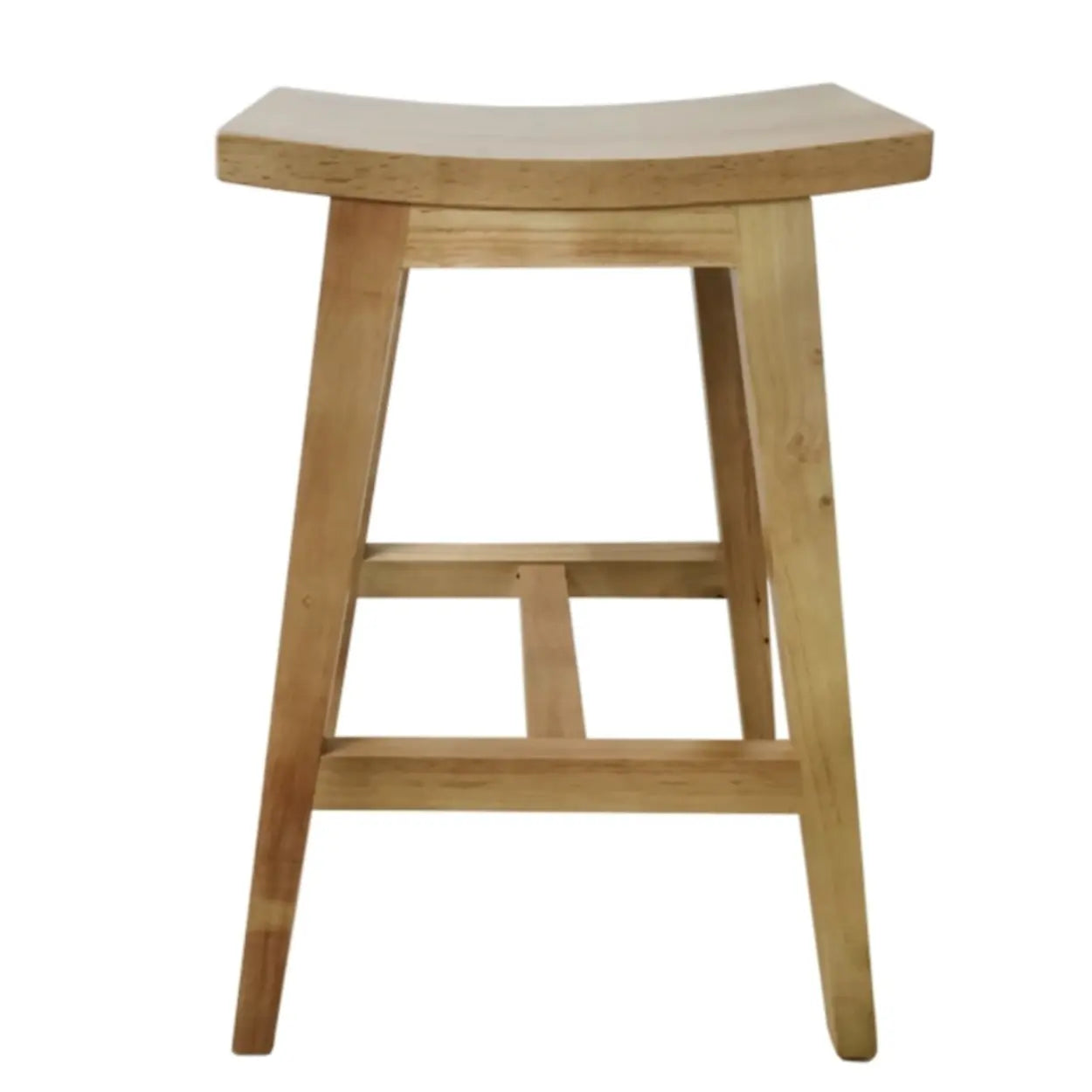 Saddle Wood Backless Short Bar Stool with Footrest