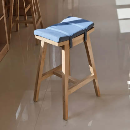 Saddle Wood Backless Short Bar Stool with Footrest